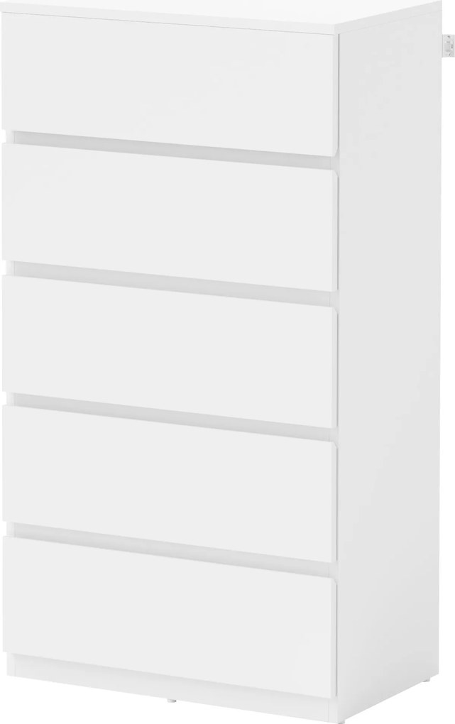 HOMCOM Komoda Sideboard z 5 szufladami, 55 cm szer x 34 cm gł x 100 cm wys, Biała