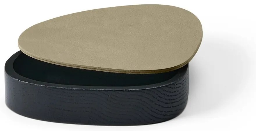 Zielono-czarny drewniany/ze skóry ekologicznej pojemnik dekoracyjny z pokrywką 14x12,5x3,5 cm Curve Nupo – LIND DNA