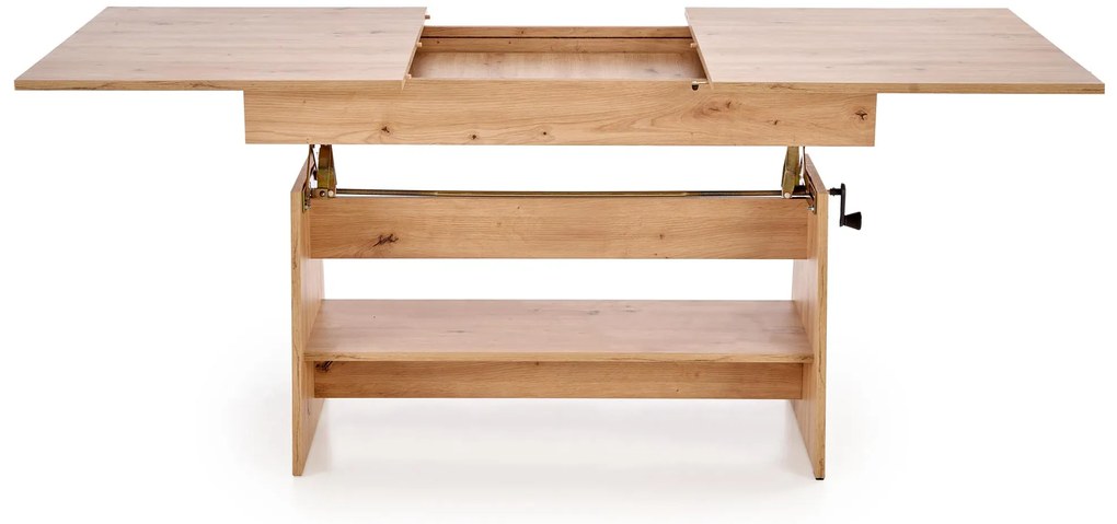 Rozkładany ławo-stół, podnoszony blat, dąb artisan 120-160/70/61-72 ERIKA