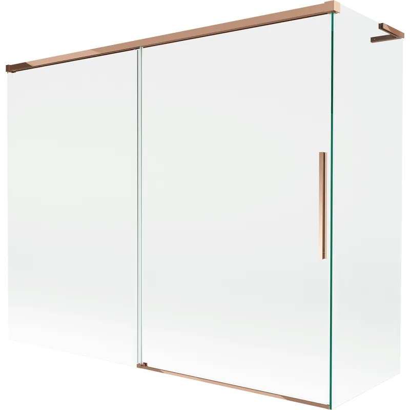 Mexen Rox L parawan nawannowy 2-skrzydłowy rozsuwany 190 + 90 x 150 cm, transparent, różowe złoto - 8C9L-190-090-60-00