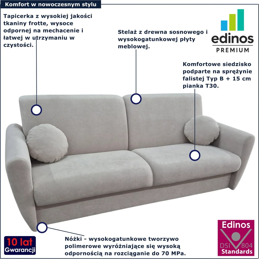 Jasnoszara sofa typu wersalka z poduszkami G7-K53