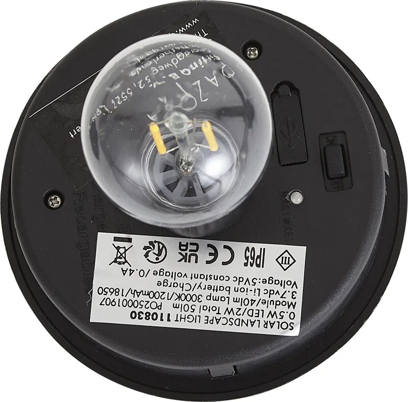 Nowoczesny słupek oświetleniowy ogrodowy czarny z żebrowanym szkłem, z LED, solarny IP65 - Ribble Mushroom