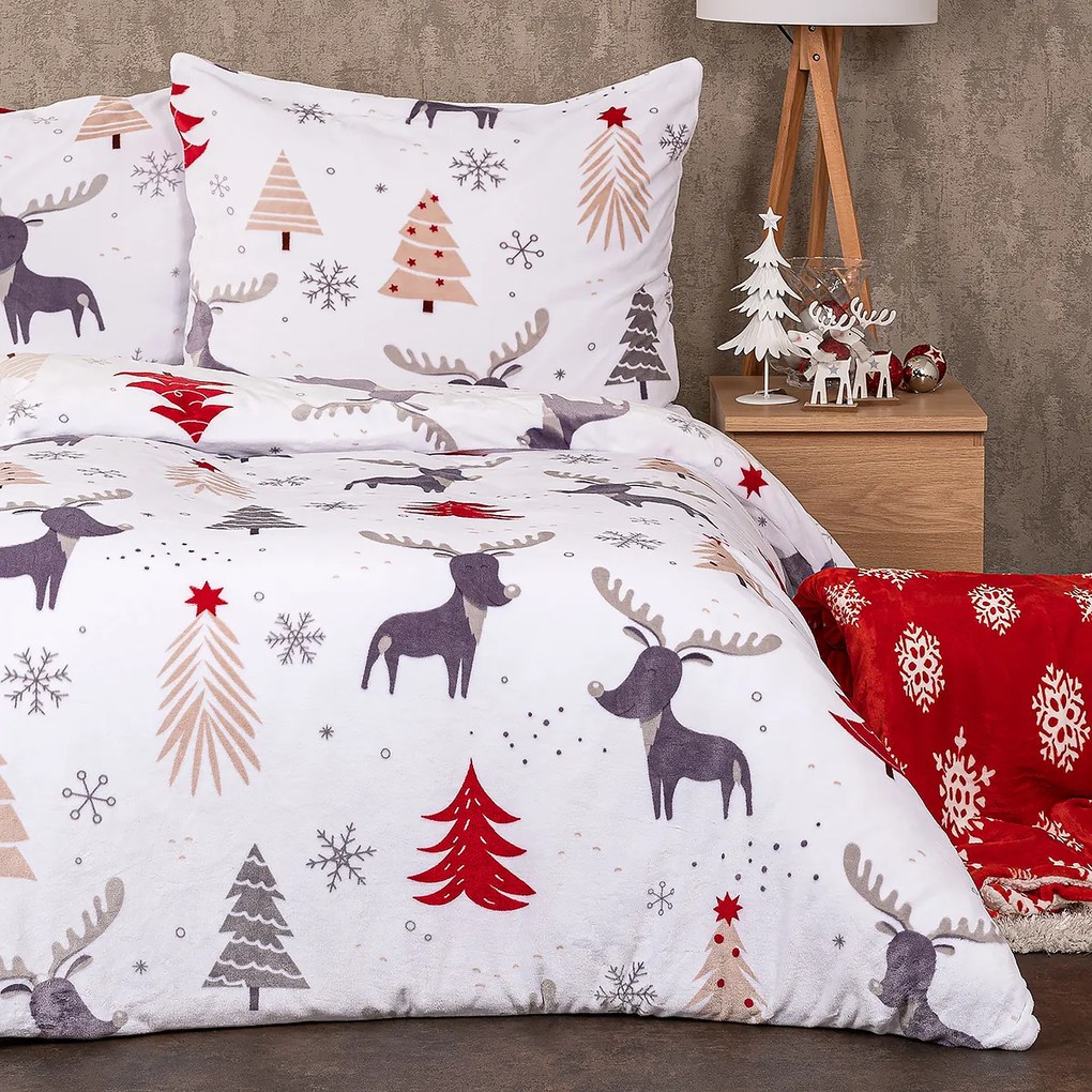 4Home Pościel mikroflanela Cute reindeer, 140 x 220 cm, 70 x 90 cm