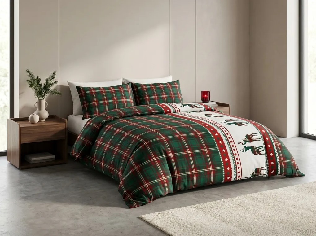 PrzytulneMieszkanie.pl PrzytulneMieszkanie.pl Flanelowa pościel FJORDEN zielona Rozmiar pościeli: 70 x 90 cm | 140 x 200 cm