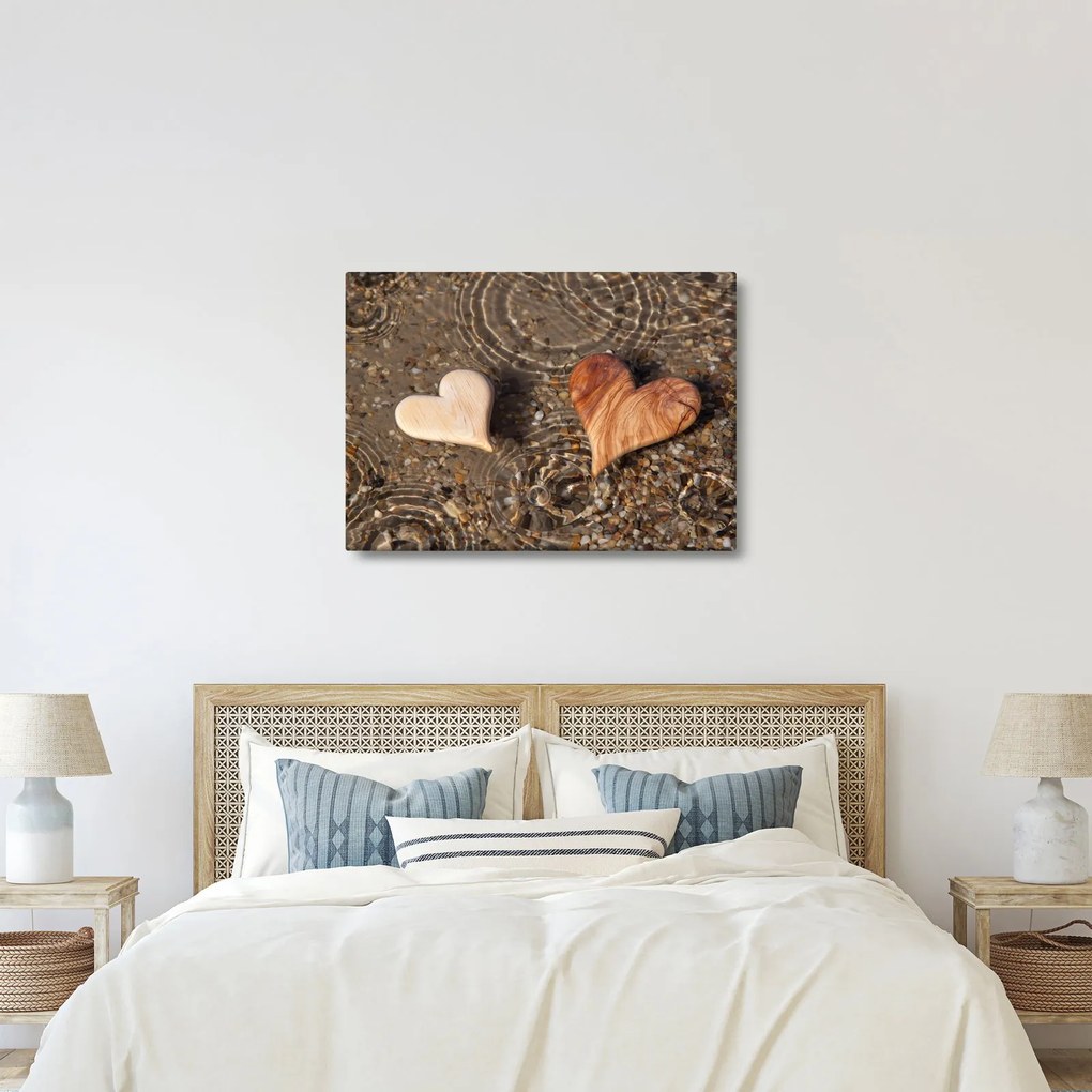 Obraz - Drewniane serca (70x50 cm)