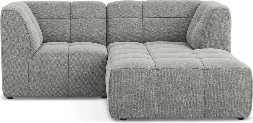 Szary narożnik z materiału bouclé (prawostronny/z szezlongiem) Aloha – Makamii