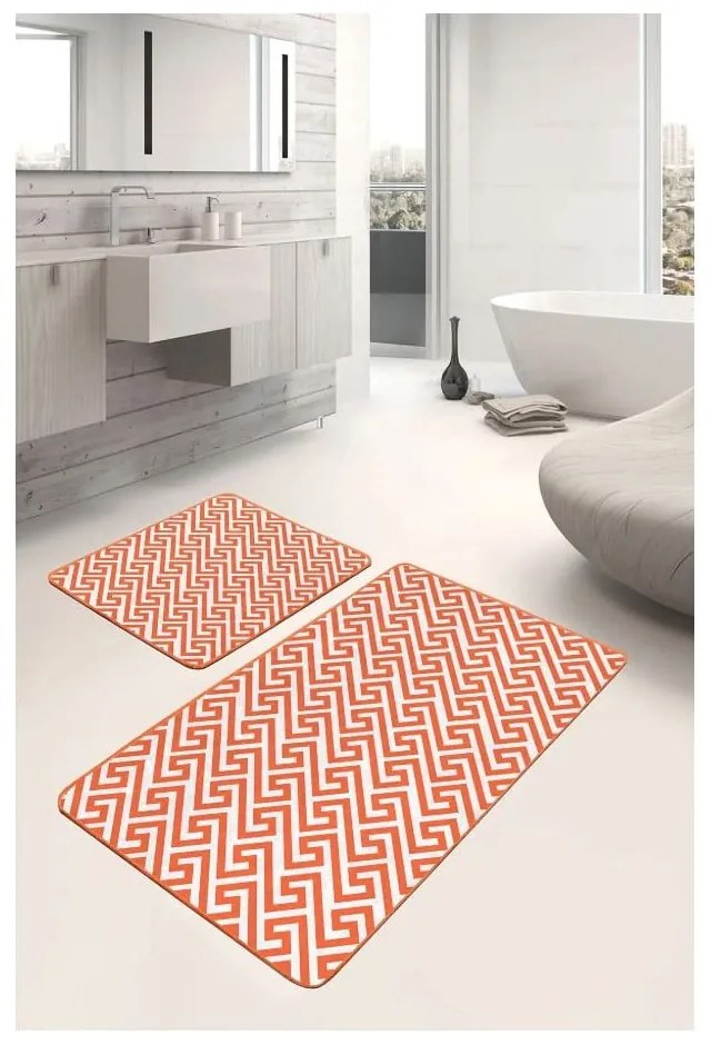 Pomarańczowe aksamitne dywaniki łazienkowe zestaw 2 szt. 60x100 cm – Mila Home