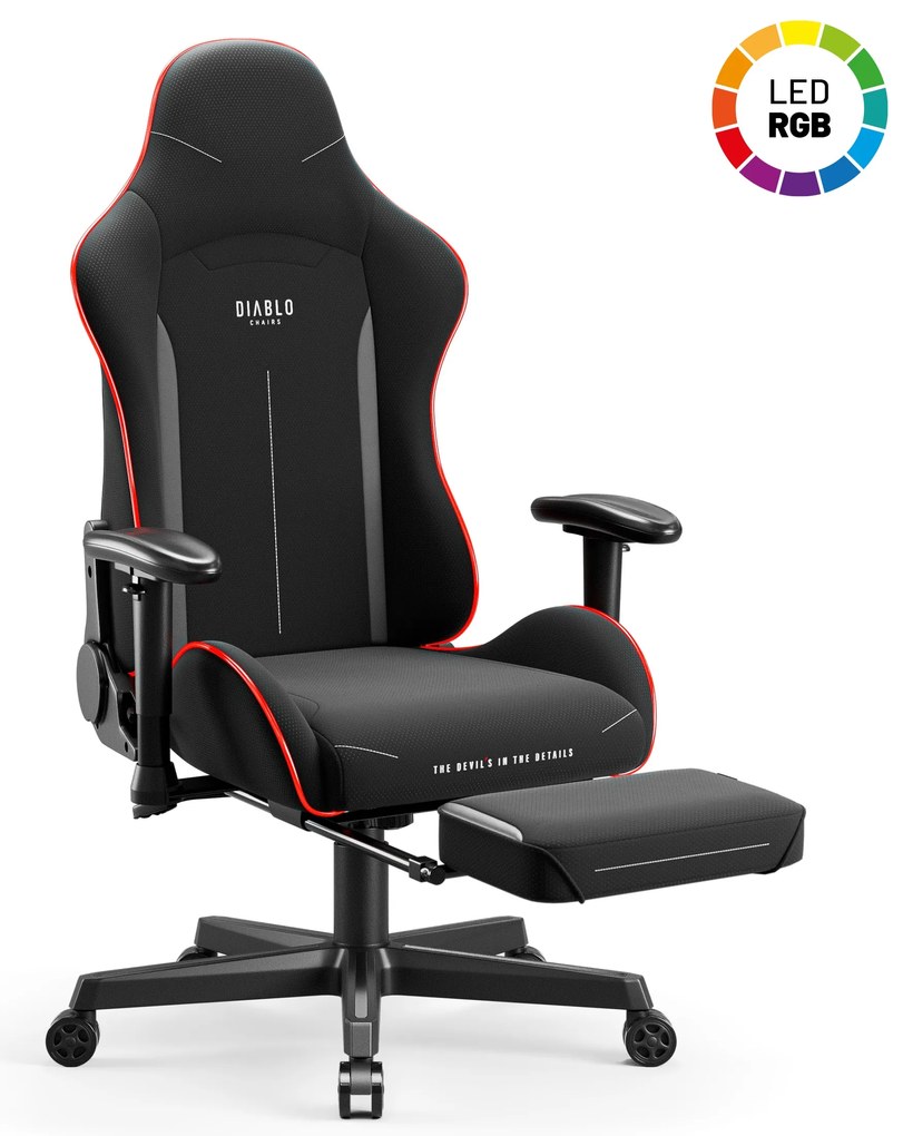 Fotel gamingowy LED RGB czarny Diablo X-Starter