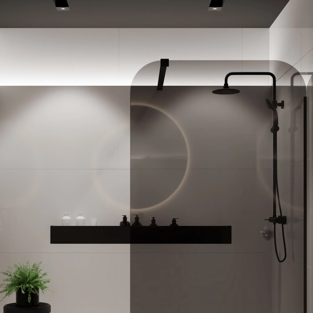 Ścianka prysznicowa WALK IN FIX grafitowa 8 mm MOLIS Grafit Square MASSI I Różne rozmiary : Kolor profili kabiny - złoty, Szerokość ścianki - 90 cm , Typ montażu - WALK in FIX (Do ściany)