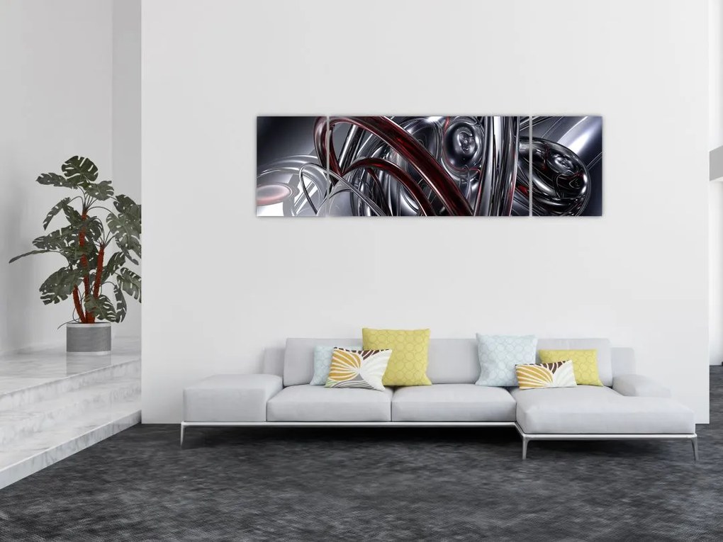 Obraz szarej abstrakcji (170x50 cm)