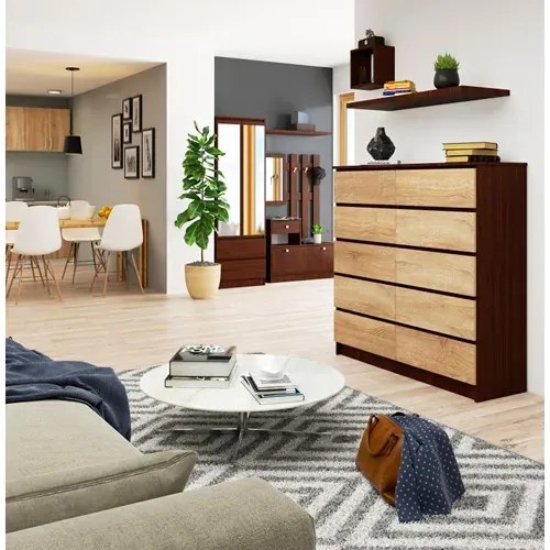 Komoda do sypialni wenge + dąb sonoma - Barisso 3X