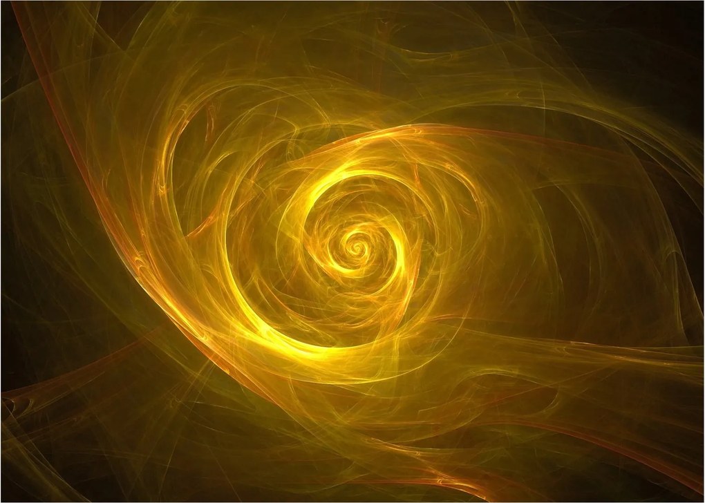 Obraz na szkle - abstrakcyjna żółta spirala (70x50 cm)