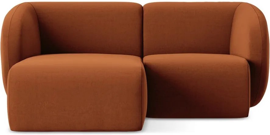 Aksamitny narożnik (lewostronny/z szezlongiem) w kolorze terakoty Lani – Makamii