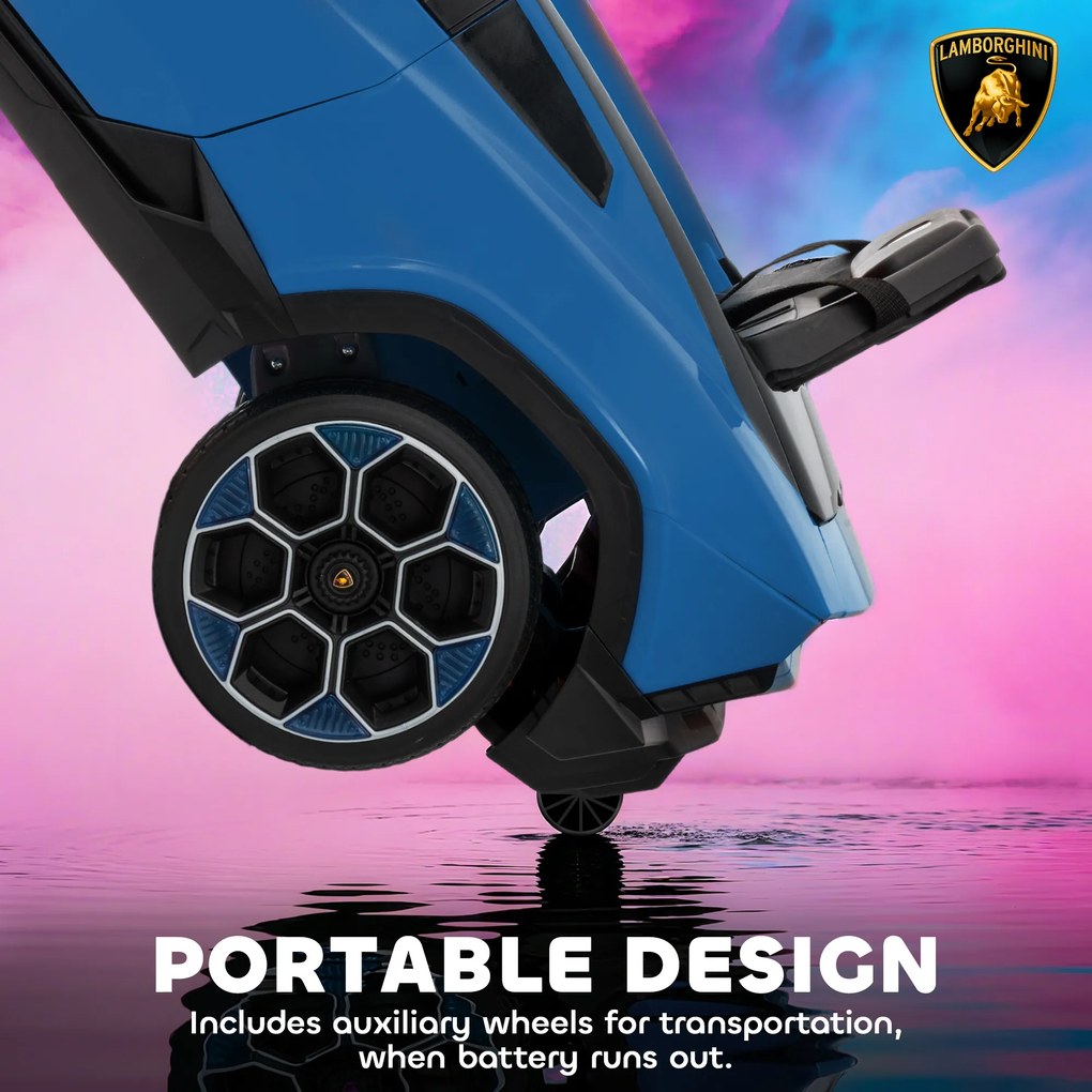 AIYAPLAY Elektryczny samochód dziecięcy 12 V z pilotem 2,4 GHz, LED i muzyką — 101,5 x 49 x 43 cm, niebieski