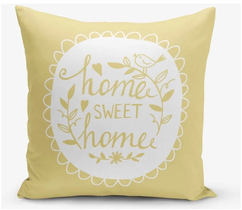 Żółta poszewka na poduszkę Minimalist Cushion Covers Home Sweet Home, 45x45 cm