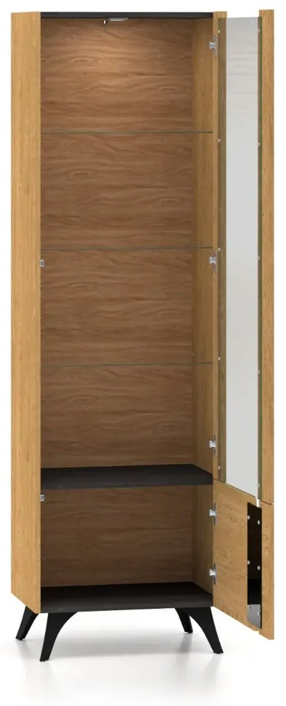 Witryna do salonu HESTIA 1W1D 58cm dąb/czarna prawa ML MEBLE