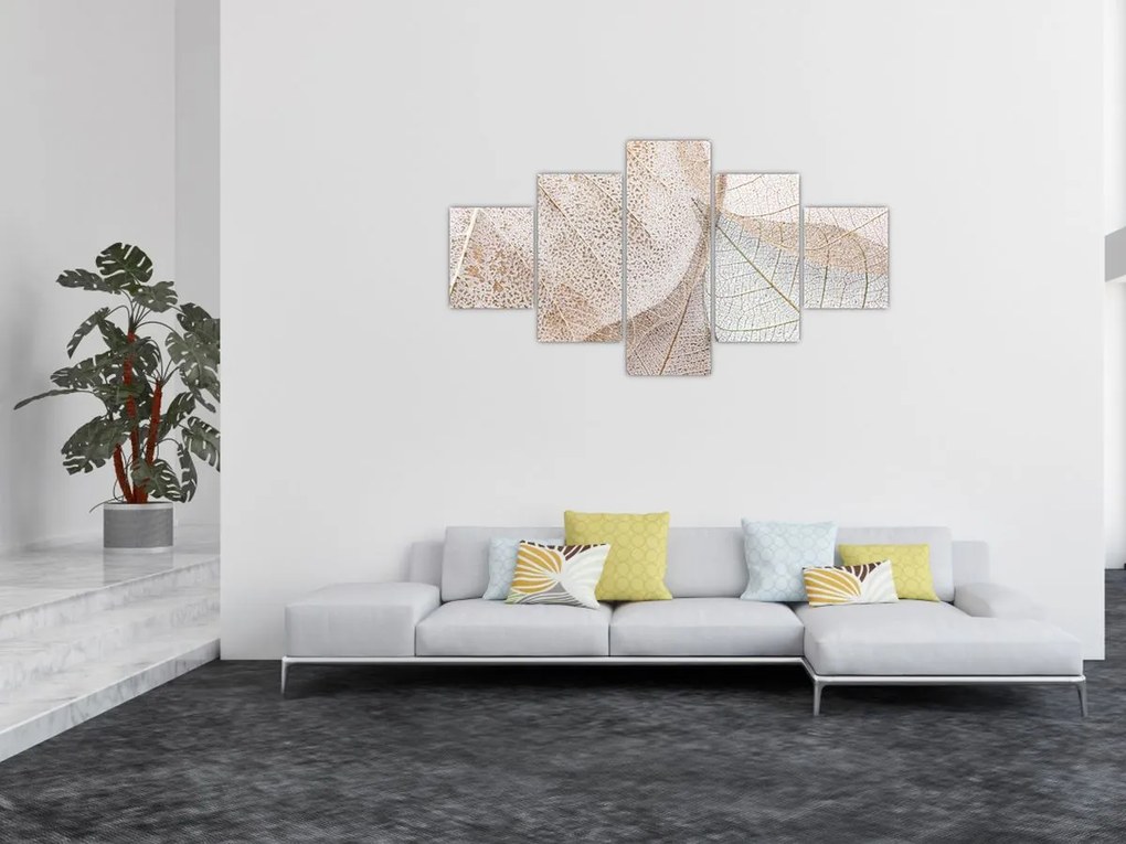 Obraz - Beżowe liście (125x70 cm)