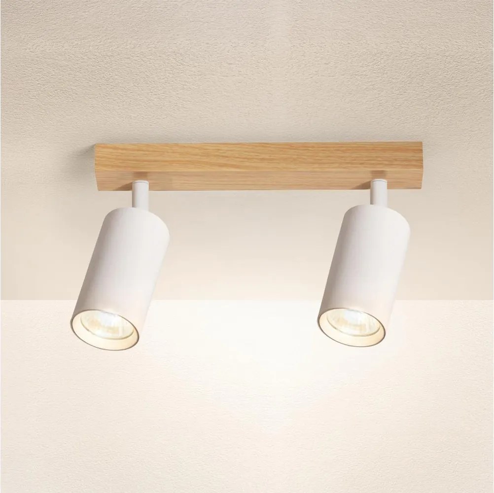 Brilagi - Oprawa punktowa SELE 2xGU10/30W/230V biała/dekor dębu