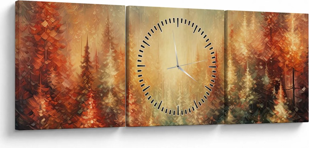 Obraz - Malowanie lasów (z zegarem) (90x30 cm)