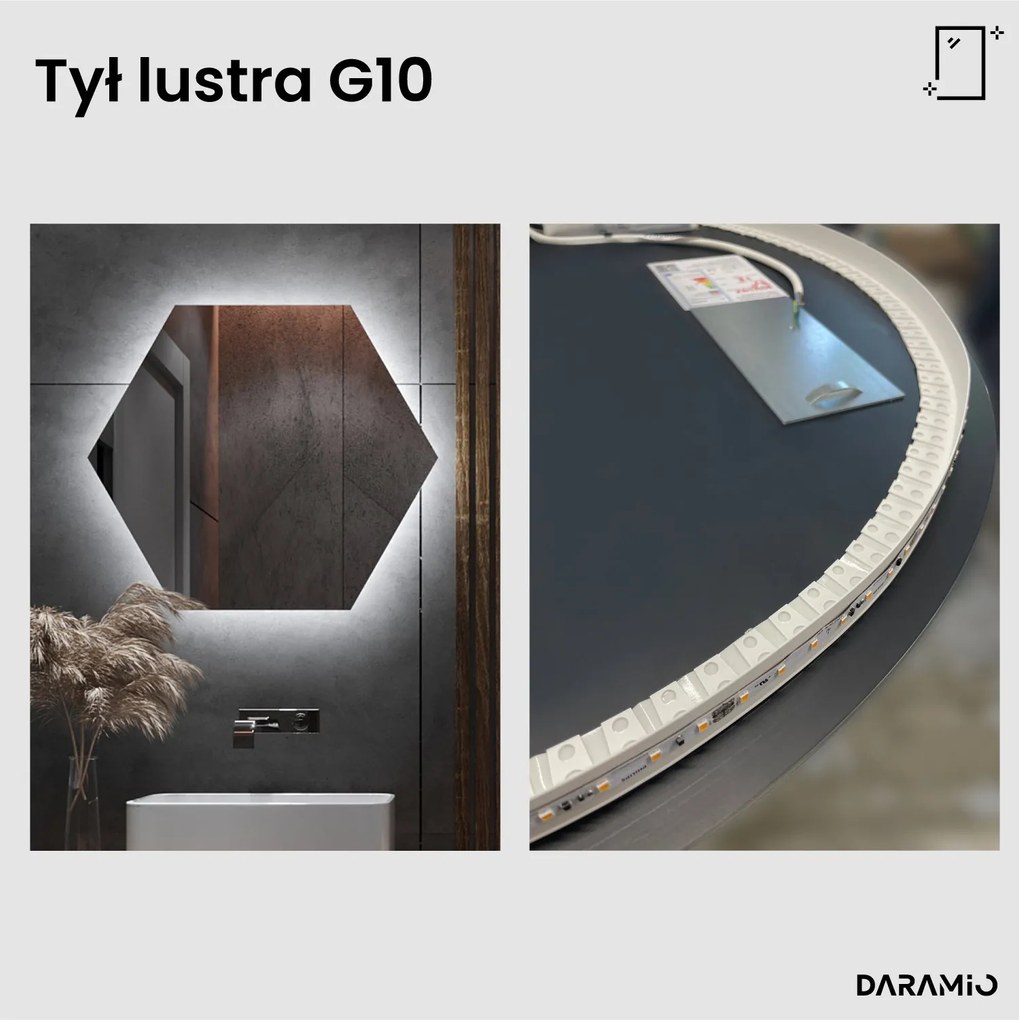 Sześciokątne lustro łazienkowe LED G10