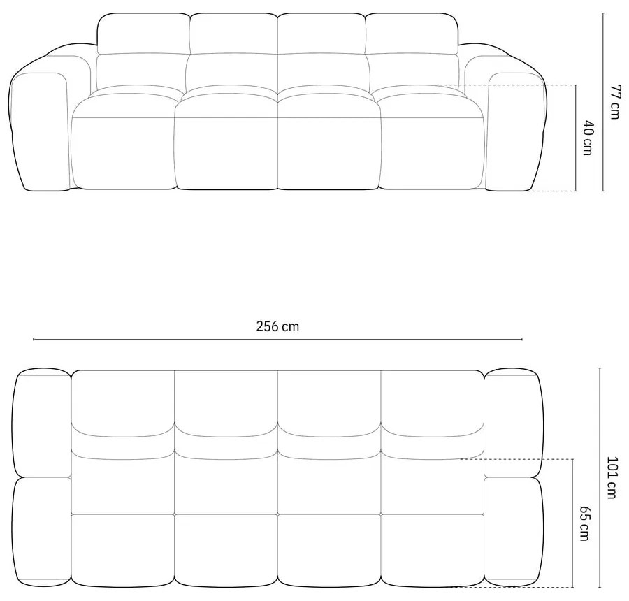 Niebieska sofa 256 cm Lisa – Micadoni Home