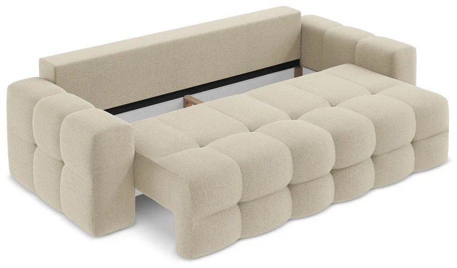 Jasnobrązowa rozkładana sofa z materiału bouclé 255 cm Milu – Makamii