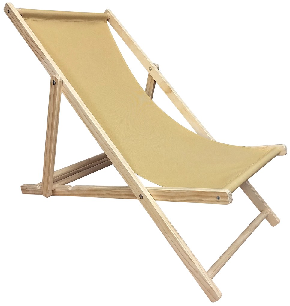 Zestaw leżaków 2szt Leżak Drewniany Beżowo Miodowy – Regulowany 3 Pozycje