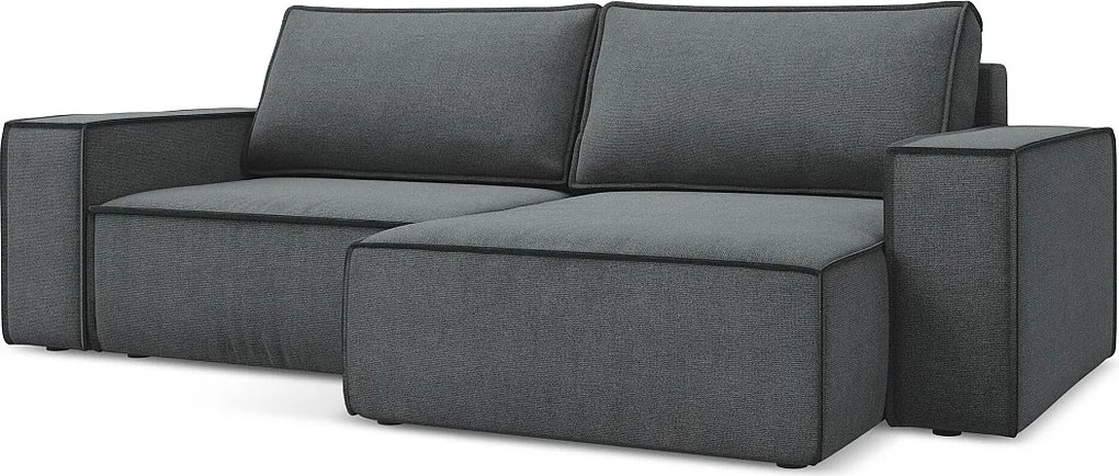 Narożnik prawostronny z funkcją spania - z tkaniny strukturalnej - szary - KIMO