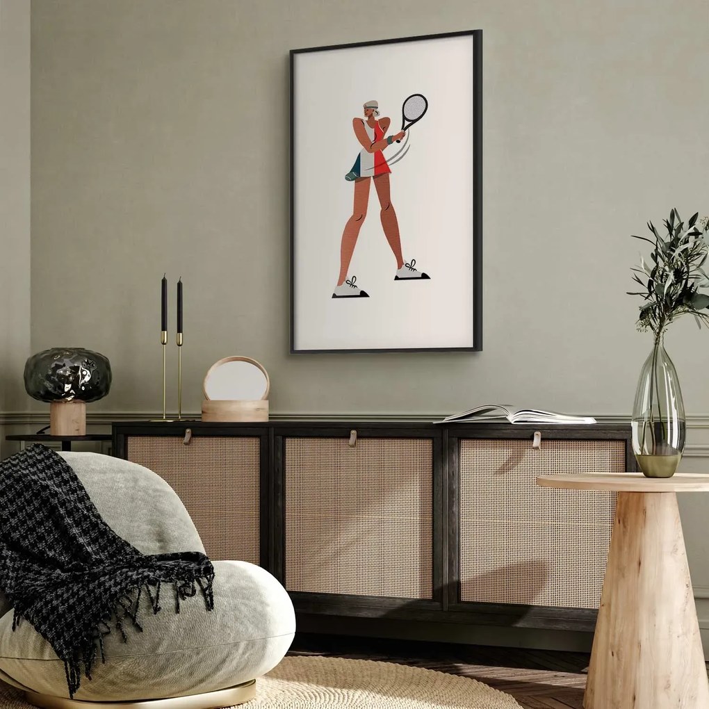Plakat Tenisistka z rakietą 21x30 cm z ramą czarną bez marginesu ARTGEIST B