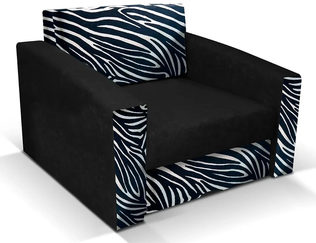 Czarno-biały fotel rozkładany w zebrę T2-D42