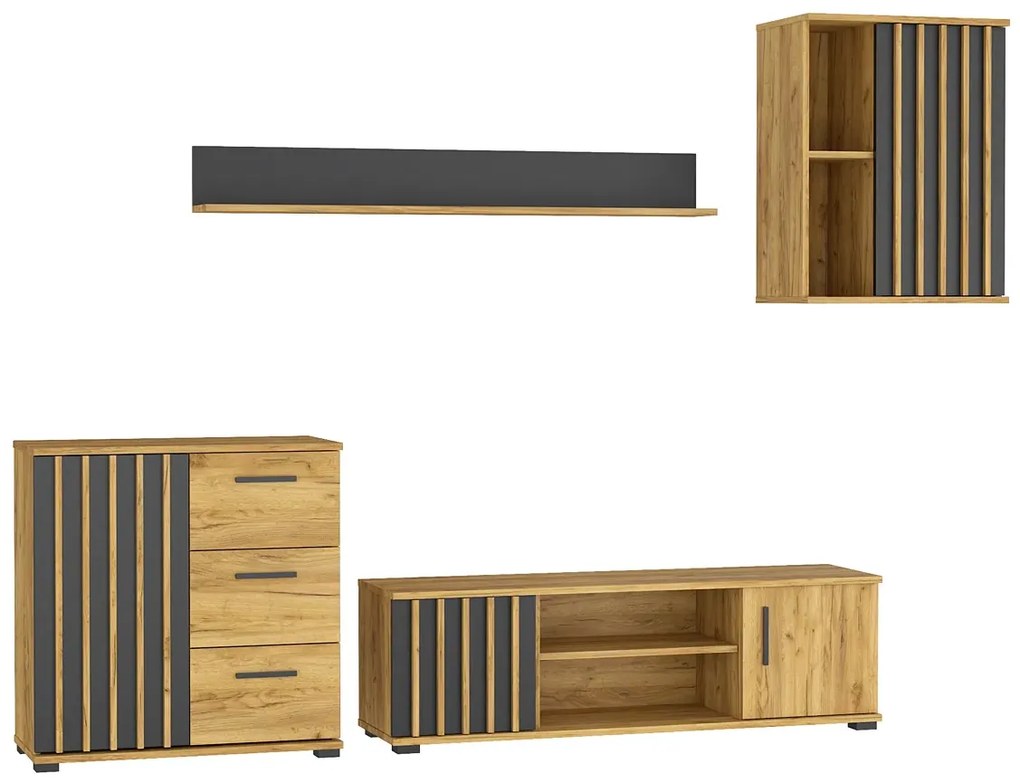Komplet nowoczesnych mebli z lamelami L1-Z25