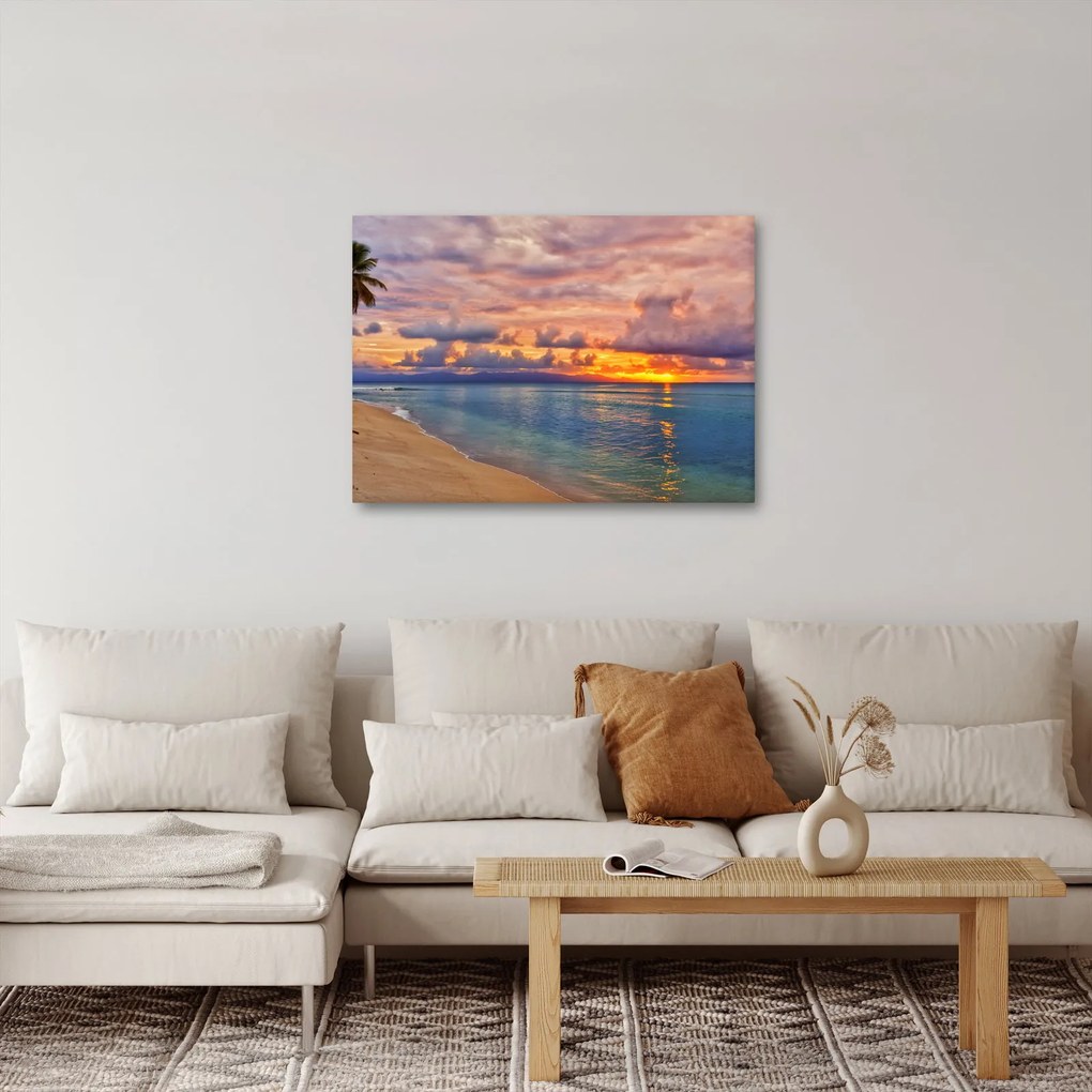 Obraz - Zachód słońca na plaży (70x50 cm)