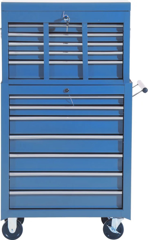 Szafka narzędziowa wózek 16 szuflad niebieska homcom