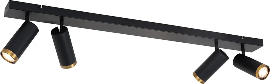 Nowoczesny plafon z reflektorami czarny z brązem 4-światłowy regulowany - Renna