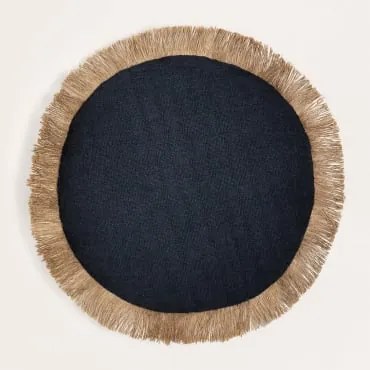 Poduszka Okrągła Ø40 Cm Z Bawełny Paraiba Czarna - Nature - Sklum