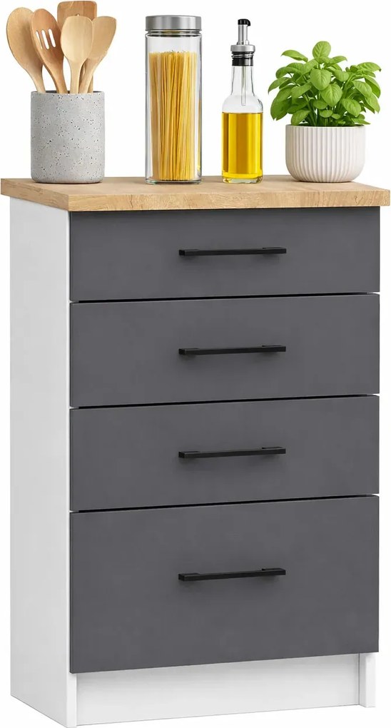 Szara wąska szafka kuchenna z szufladami L9-L81