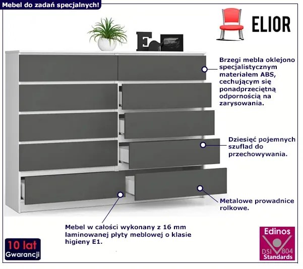 Nowoczesna komoda do salonu biały + grafit D7-C78