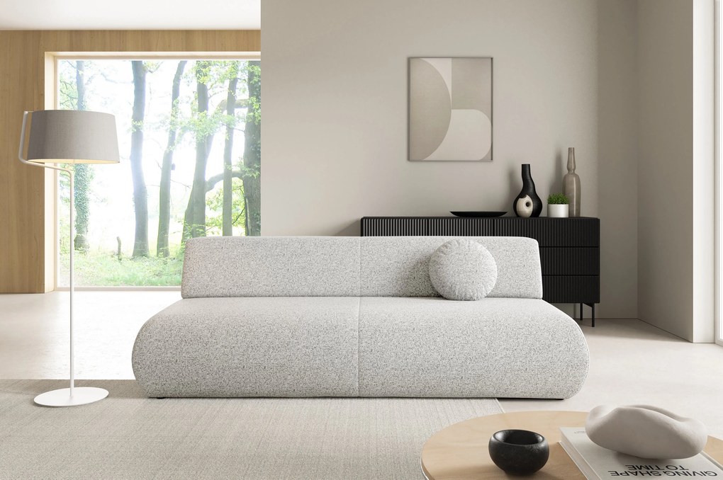 Masseno Sofa DELTA z funkcją spania i pojemnikiem na pościel, Rozkładana sofa - Jasnoszary, PUENTE 80