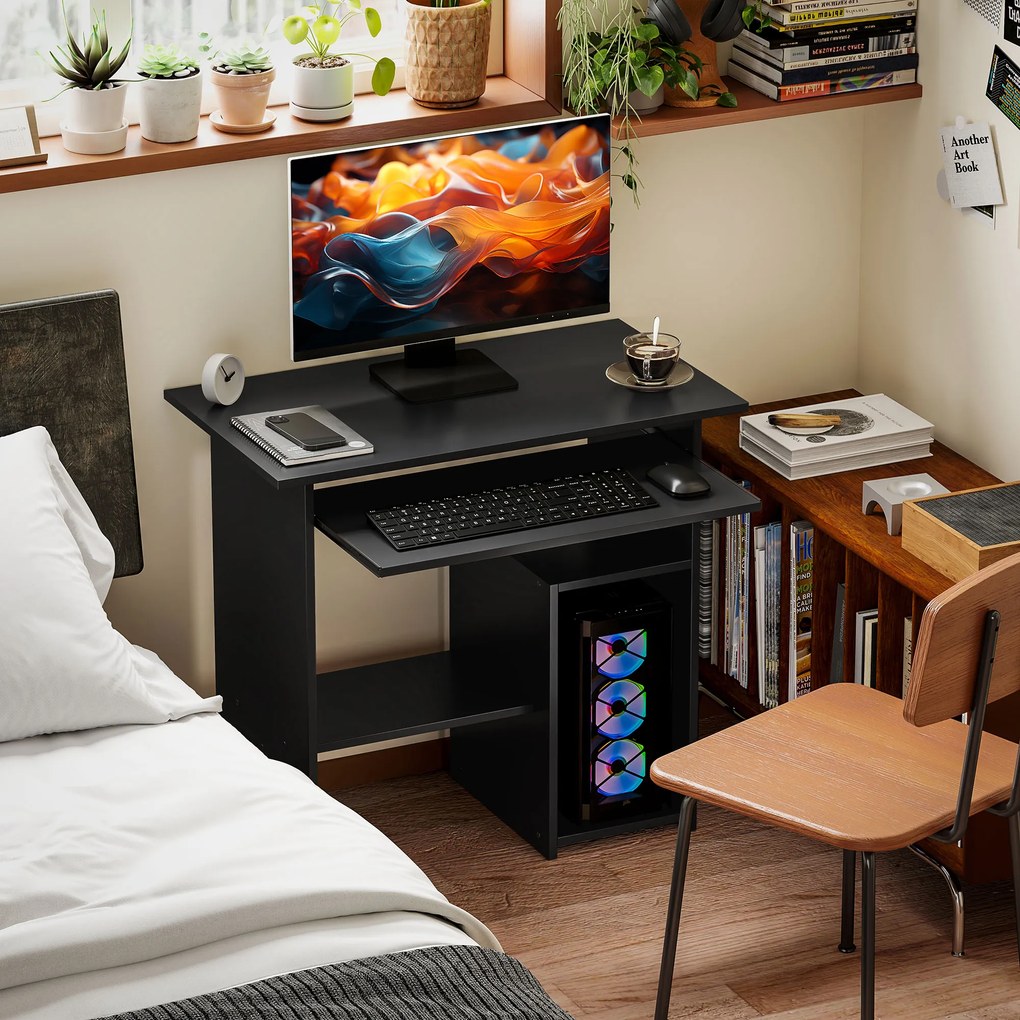 HOMCOM Biurko Komputerowe, Biurko, Płyta Wiórowa, Metal, 80 x 45 x 75 cm, Czarny