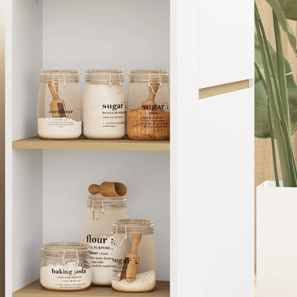 HOMCOM Sideboard z dużą szafką, 3 półkami, szufladą, 105 x 30 x 81,5cm, Biały/Drewno