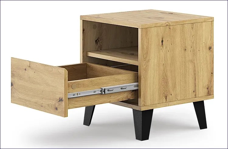 Szafka nocna na nóżkach z szufladą dąb artisan - Bilgo 7X