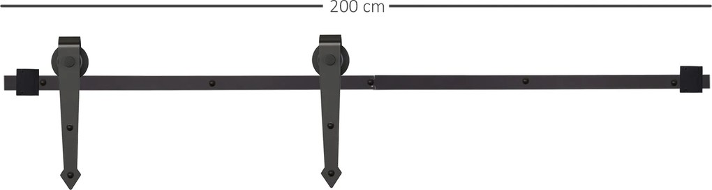 Zestaw do drzwi przesuwnych HOMCOM, rustykalny design, stal węglowa, wytrzymuje do 100 kg na panel