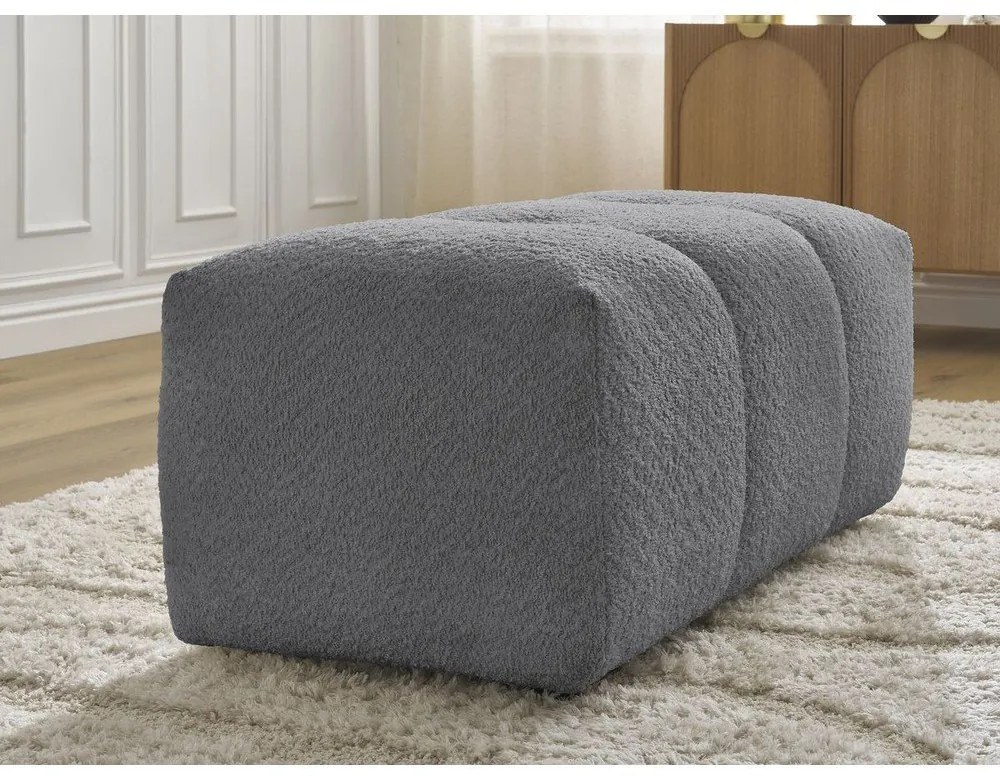 Szary podnóżek z materiału bouclé Roxelane – Bobochic Paris