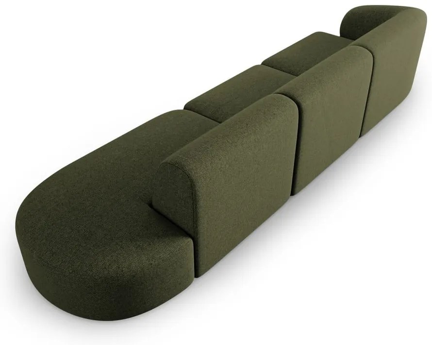 Zielona sofa z tkaniny szenilowej lewostronna 311 cm Paolo – Milo Casa