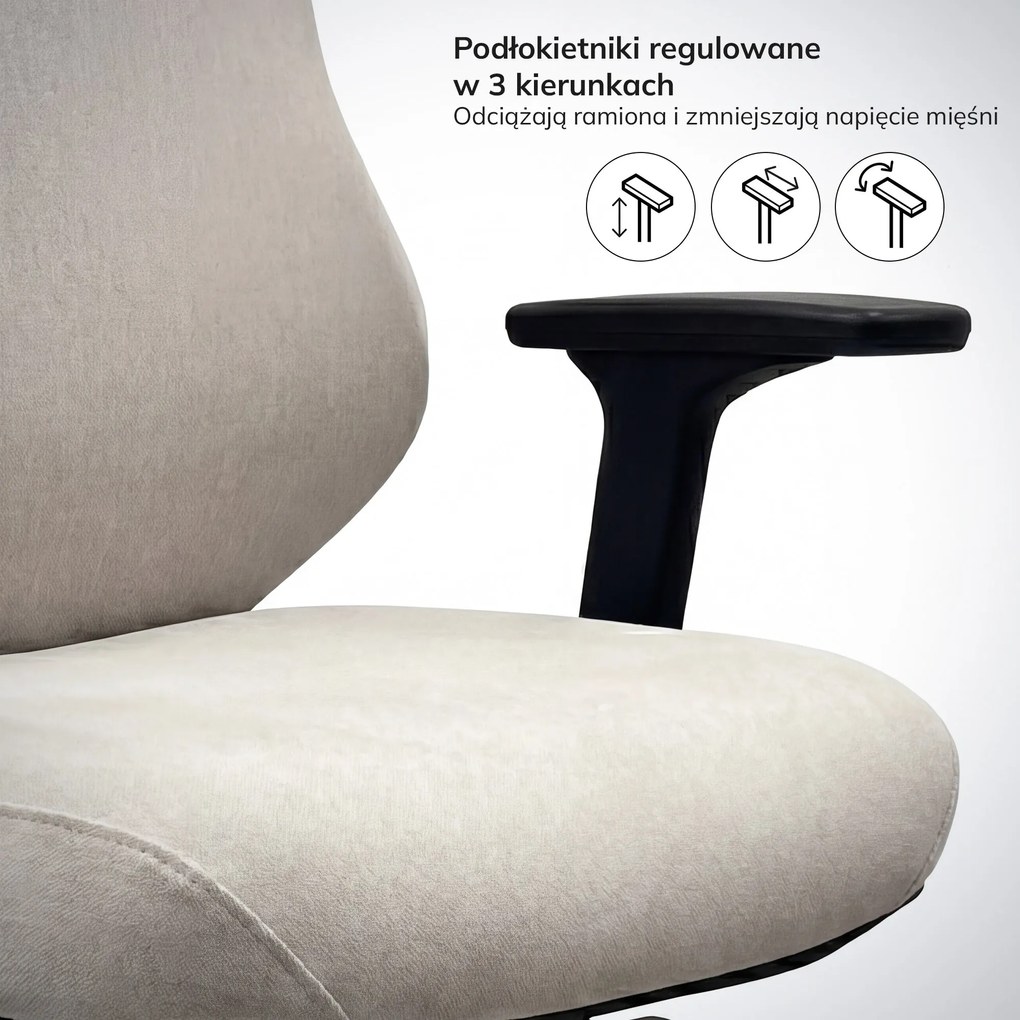 Ergonomiczny fotel biurowy jasnobeżowy AXIS
