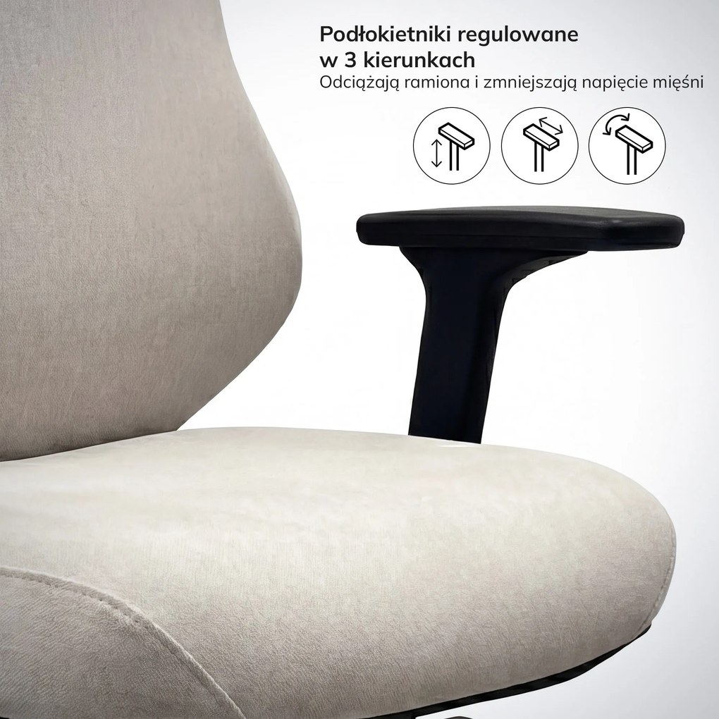 Fotel biurowy ergonomiczny jasnobeżowy: AXIS
