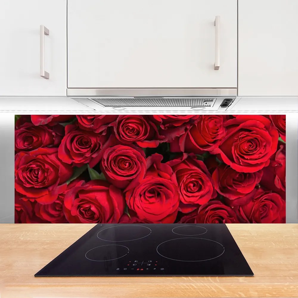 Panel Szklany Klasyczny Bukiet Czerwonych Róż