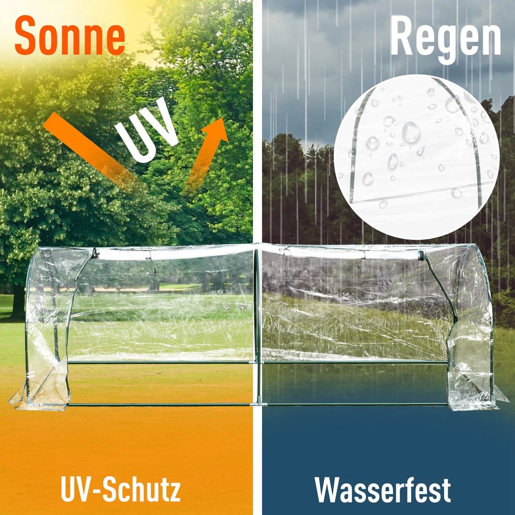 Outsunny Szklarnia Ogrodowa Foliowa z Drzwiami Stal PCV Uprawa Roślin Zielona | Aosom PL