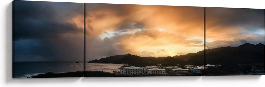 Obraz - plaża z pochmurnym niebem (170x50 cm)