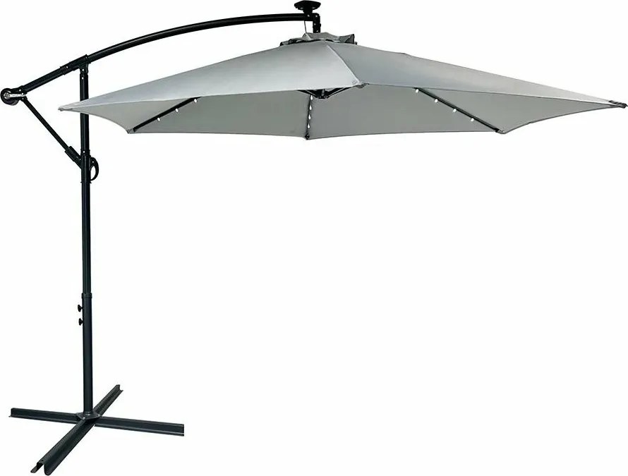 Avenberg Duży parasol z regulacją nachylenia Sunny LED 300, szary